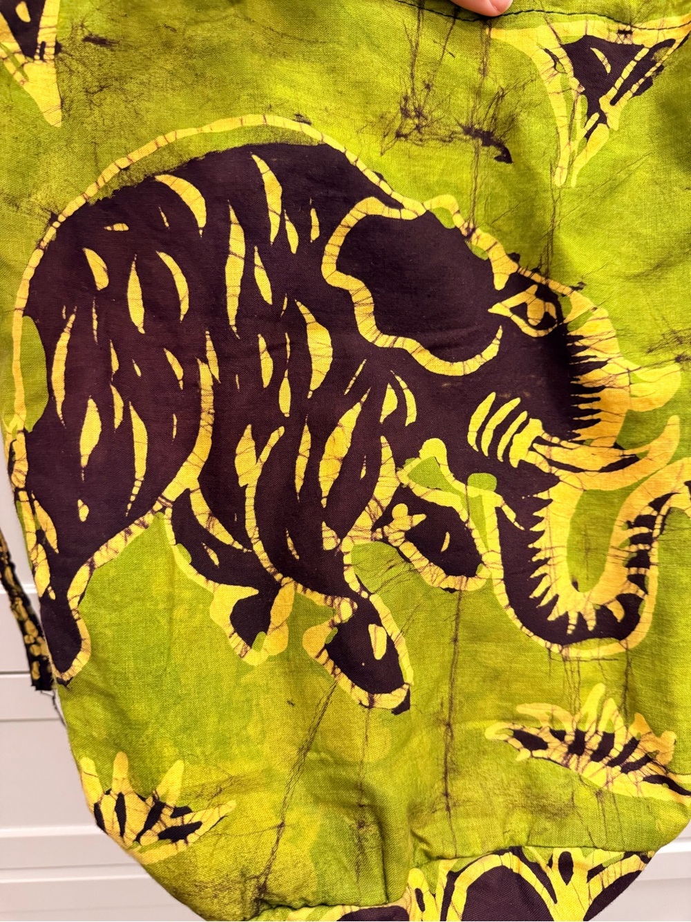 African Green Yellow and Black Print Bucket Bag - Picture 3 of 5